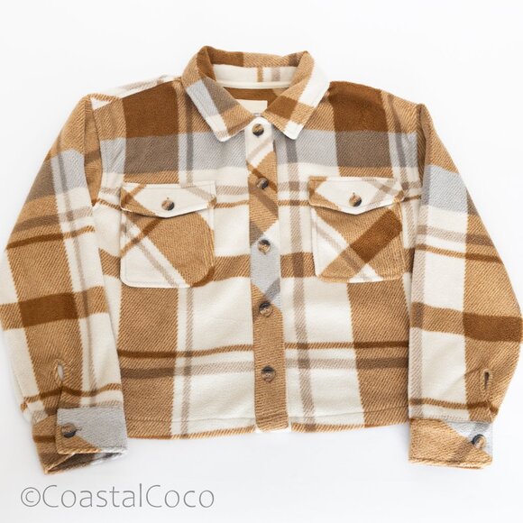 Thread Supply Auria Plaid Fleece Jacket M Oversized Coastal Flannel Scandi - Picture 15 of 15